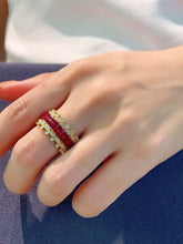 Load image into Gallery viewer, LUOWEND 18K Yellow Gold Natural Ruby Ring for Women
