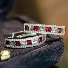 Load image into Gallery viewer, LUOWEND 18K White/Yellow Gold Natural Ruby Earrings for Women
