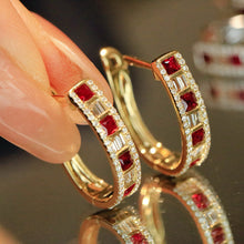 Load image into Gallery viewer, LUOWEND 18K White/Yellow Gold Natural Ruby Earrings for Women
