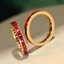 Load image into Gallery viewer, LUOWEND 18K Yellow Gold Natural Ruby Ring for Women
