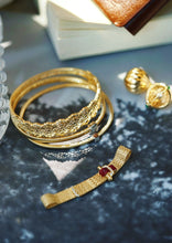 Load image into Gallery viewer, LUOWEND 18K Yellow Gold Real Natural Ruby Bracelet for Women
