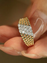 Load image into Gallery viewer, LUOWEND 18K Yellow Gold Natural Diamond Ring for Women
