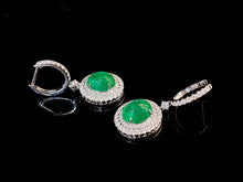 Load image into Gallery viewer, LUOWEND 18K White Gold Real Natural Emerald and Diamond Gemstone Earrings for Women
