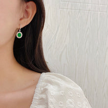 Load image into Gallery viewer, LUOWEND 18K White Gold Real Natural Emerald and Diamond Gemstone Earrings for Women
