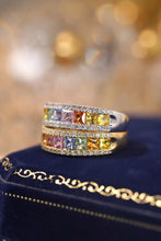 Load image into Gallery viewer, LUOWEND 18K Yellow Gold Natural Diamond and Color Sapphire Ring for Women

