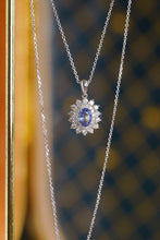 Load image into Gallery viewer, LUOWEND 18K White Gold Natural Diamond and Sapphire Necklace for Women
