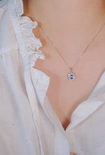 Load image into Gallery viewer, LUOWEND 18K White Gold Natural Diamond and Sapphire Necklace for Women
