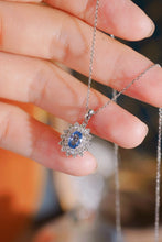 Load image into Gallery viewer, LUOWEND 18K White Gold Natural Diamond and Sapphire Necklace for Women
