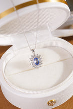 Load image into Gallery viewer, LUOWEND 18K White Gold Natural Diamond and Sapphire Necklace for Women
