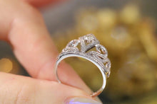 Load image into Gallery viewer, LUOWEND 18K White Gold Real Natural Diamond Ring for Women
