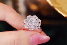 Load image into Gallery viewer, LUOWEND 18K White Gold Real Natural Diamond Ring for Women
