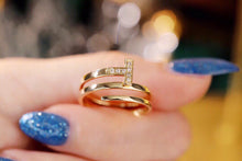 Load image into Gallery viewer, LUOWEND 18K Yellow Gold Real Natural Diamond Ring for Women
