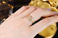 Load image into Gallery viewer, LUOWEND 18K Yellow Gold Real Natural Diamond Ring for Women
