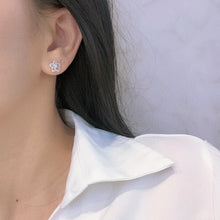 Load image into Gallery viewer, LUOWEND 18K White Gold Real Natural Diamond Stud Earrings for Women
