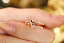 Load image into Gallery viewer, LUOWEND 18K Rose Gold Real Natural Diamond Ring for Women for Women
