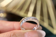 Load image into Gallery viewer, LUOWEND 18K White&amp;Rose&amp;Yellow Gold Real Natural Diamond Ring for Women

