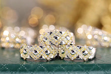 Load image into Gallery viewer, LUOWEND 18K White and Yellow Gold Real Natural Diamond Ring for Women
