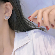 Load image into Gallery viewer, LUOWEND 18K White Gold Real Natural Diamond Stud Earrings for Women
