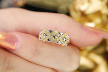 Load image into Gallery viewer, LUOWEND 18K White and Yellow Gold Real Natural Diamond Ring for Women
