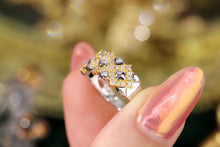 Load image into Gallery viewer, LUOWEND 18K White and Yellow Gold Real Natural Diamond Ring for Women
