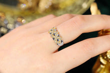 Load image into Gallery viewer, LUOWEND 18K White and Yellow Gold Real Natural Diamond Ring for Women
