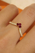 Load image into Gallery viewer, LUOWEND 18K Yellow Gold Real Natural Ruby Ring for Women
