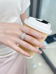 LUOWEND 18K White Gold Natural Diamond Ring for Women