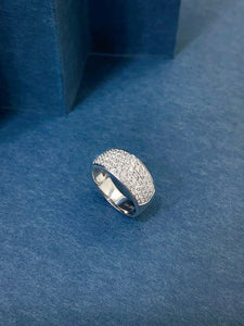 LUOWEND 18K White Gold Natural Diamond Ring for Women