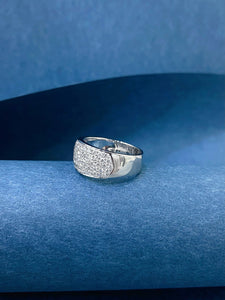 LUOWEND 18K White Gold Natural Diamond Ring for Women