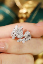 Load image into Gallery viewer, LUOWEND 18K White Gold Real Natural Diamond Ring for Women
