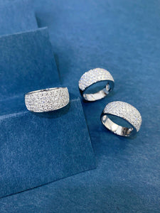 LUOWEND 18K White Gold Natural Diamond Ring for Women
