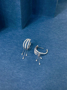 LUOWEND 18K White Gold Natural Diamond Earrings for Women