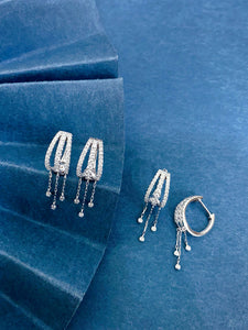 LUOWEND 18K White Gold Natural Diamond Earrings for Women