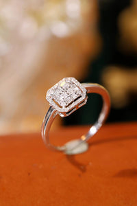 LUOWEND 18K White Gold Real Natural Diamond Ring for Women