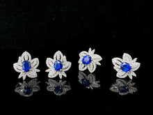 Load image into Gallery viewer, LUOWEND 18K White Gold Natural Diamond and Sapphire Earrings for Women
