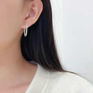 LUOWEND 18K White Gold Natural Diamond Earrings for Women