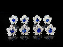 Load image into Gallery viewer, LUOWEND 18K White Gold Natural Diamond and Sapphire Earrings for Women

