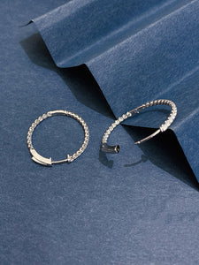 LUOWEND 18K White Gold Natural Diamond Earrings for Women
