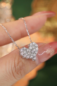 LUOWEND 18K White Gold Real Natural Diamond Necklace for Women