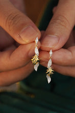 Load image into Gallery viewer, LUOWEND 18K Yellow Gold Real Natural Diamond Drop Earrings for Women
