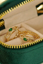 Load image into Gallery viewer, LUOWEND 18K Yellow Gold Real Natural Emerald and Diamond Earrings for Women
