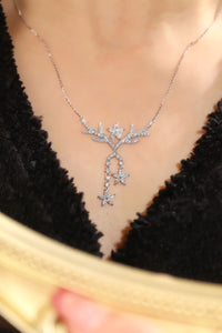 LUOWEND 18K White Gold Real Natural Diamond Pendant Necklace for Women