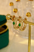 Load image into Gallery viewer, LUOWEND 18K Yellow Gold Real Natural Emerald and Diamond Earrings for Women

