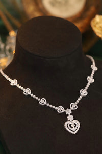 LUOWEND 18K White Gold Real Natural Diamond Necklace for Women