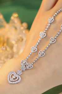 LUOWEND 18K White Gold Real Natural Diamond Necklace for Women