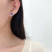 Load image into Gallery viewer, LUOWEND 18K White Gold Natural Sapphire Earrings for Women
