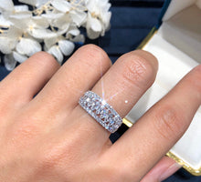 Load image into Gallery viewer, LUOWEND 18K White Gold Real Natural Diamond Ring for Women
