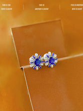 Load image into Gallery viewer, LUOWEND 18K White Gold Natural Sapphire Earrings for Women
