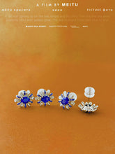 Load image into Gallery viewer, LUOWEND 18K White Gold Natural Sapphire Earrings for Women
