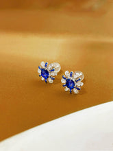 Load image into Gallery viewer, LUOWEND 18K White Gold Natural Sapphire Earrings for Women
